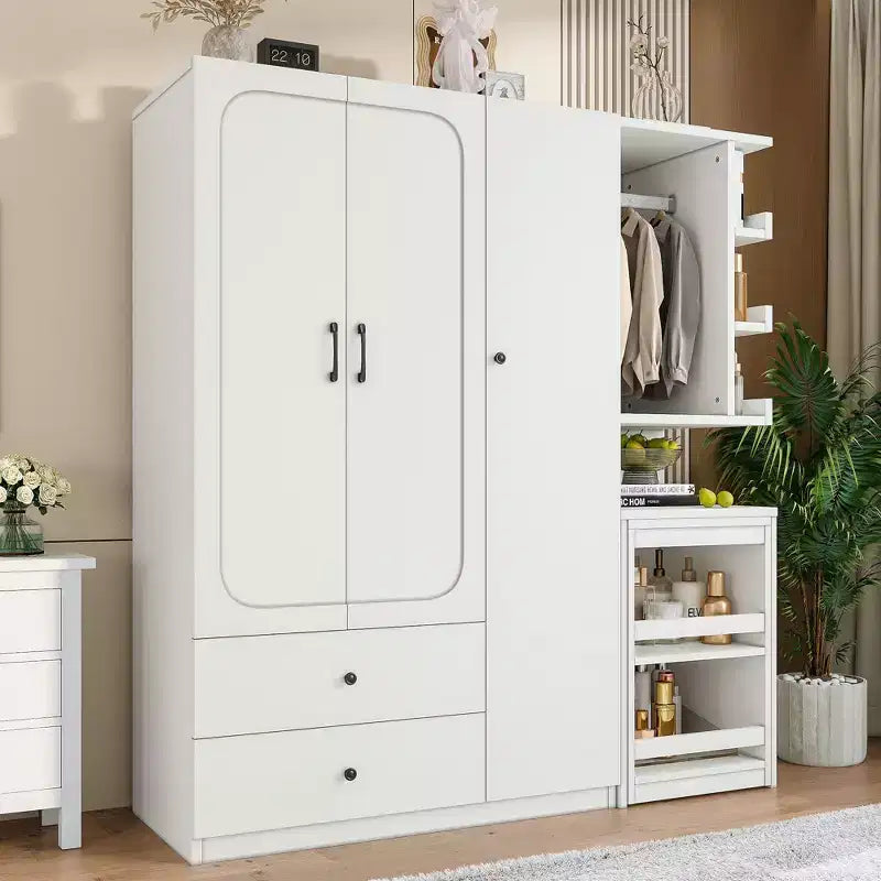 MDF Wardrobe with Fold-Down Desk 43.7''W x 68.9''H