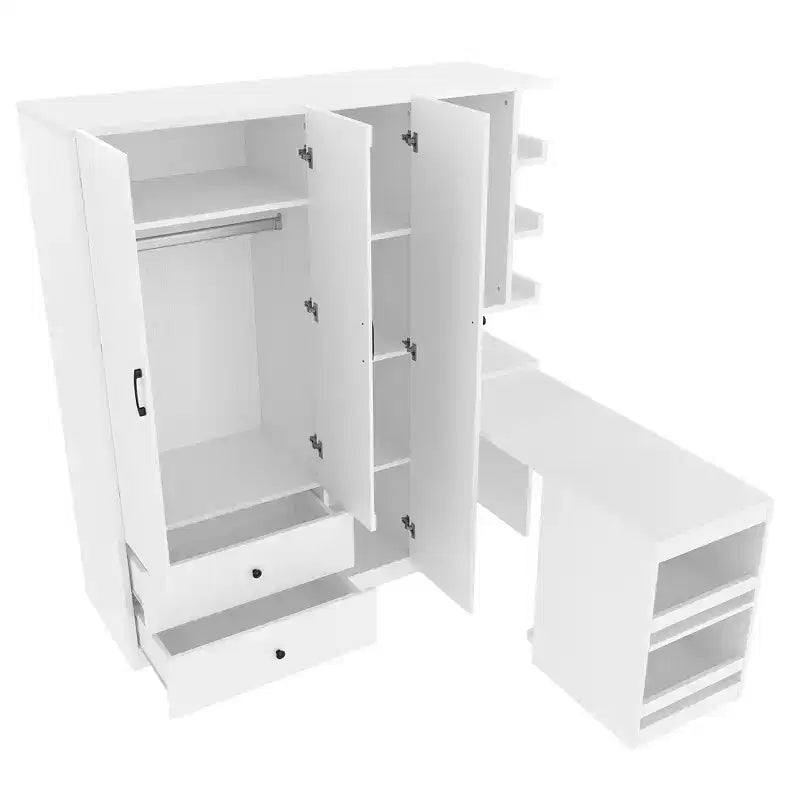 MDF Wardrobe with Fold-Down Desk 43.7''W x 68.9''H