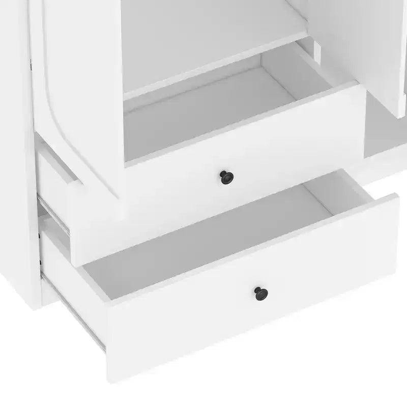 MDF Wardrobe with Fold-Down Desk 43.7''W x 68.9''H