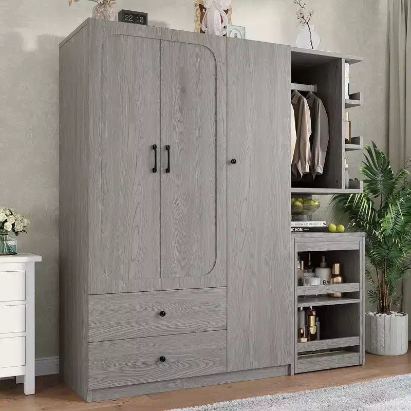 MDF Wardrobe with Fold-Down Desk 43.7''W x 68.9''H