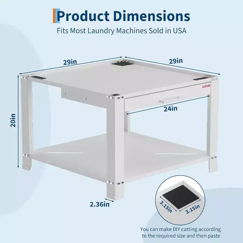 Carbon Steel Laundry Pedestal 29''W × 29''D × 20''H