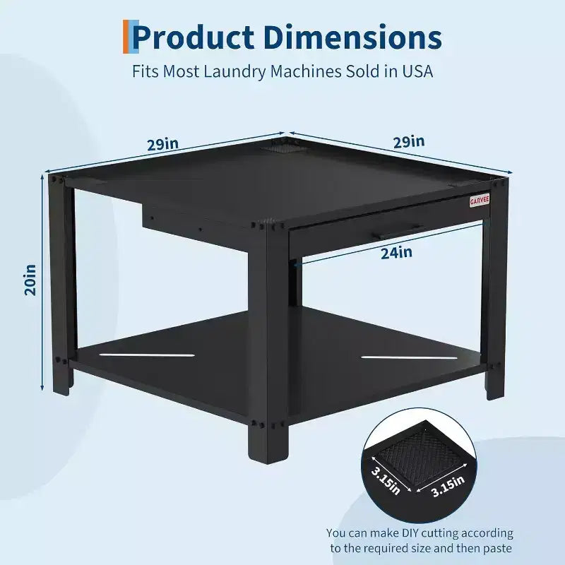 Carbon Steel Laundry Pedestal 29''W × 29''D × 20''H