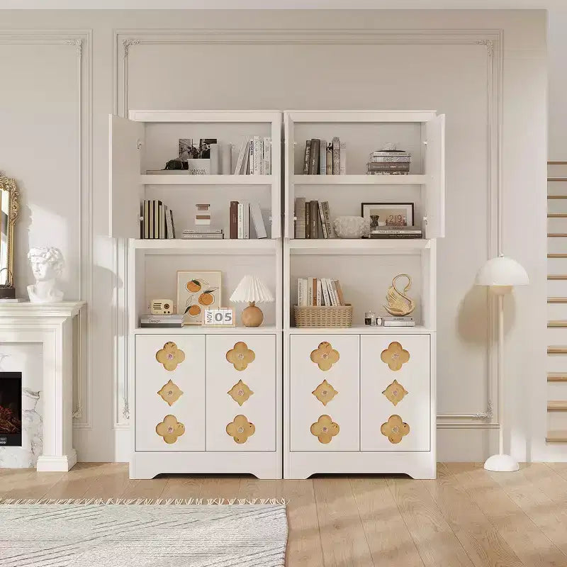 Wood Kitchen Pantry Cabinet 72" with Countertop & Crystal Handles