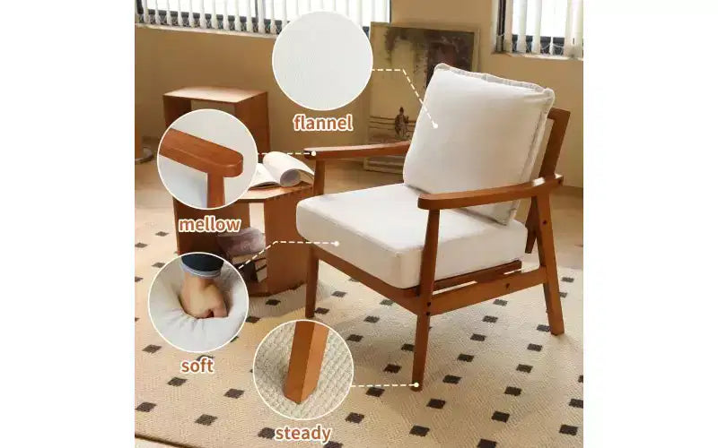 Fabric & Solid Wood Accent Chair