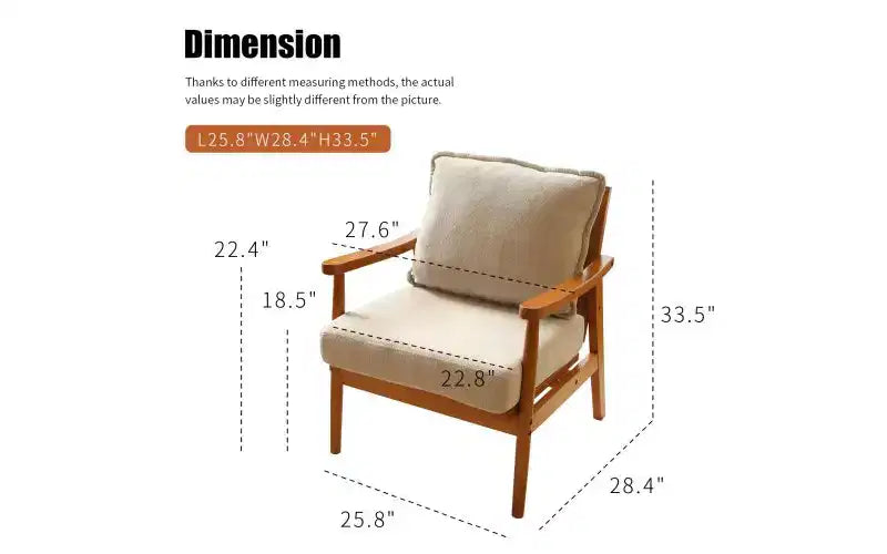 Fabric & Solid Wood Accent Chair