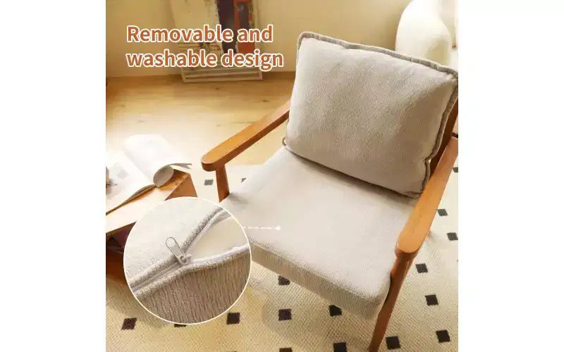 Fabric & Solid Wood Accent Chair