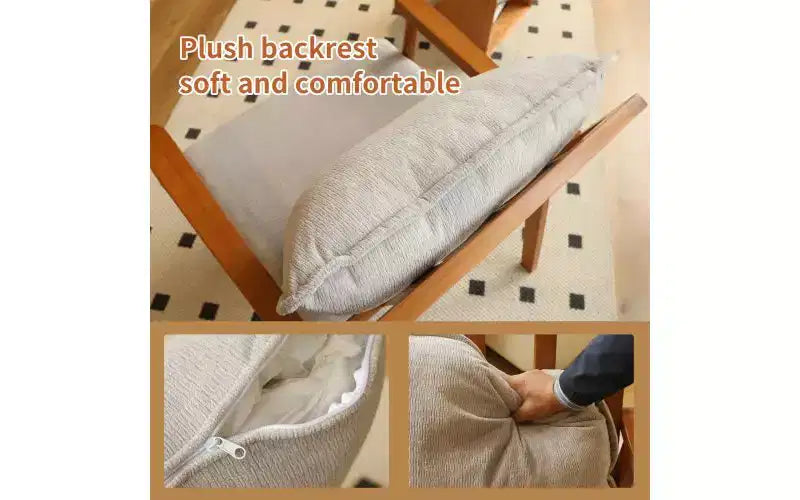 Fabric & Solid Wood Accent Chair