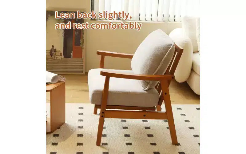 Fabric & Solid Wood Accent Chair