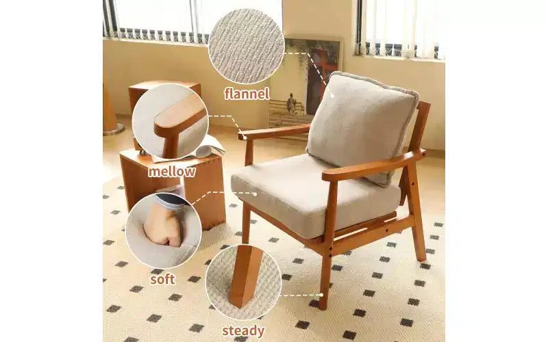 Fabric & Solid Wood Accent Chair