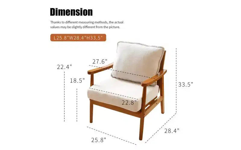 Fabric & Solid Wood Accent Chair