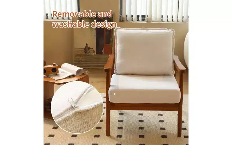 Fabric & Solid Wood Accent Chair