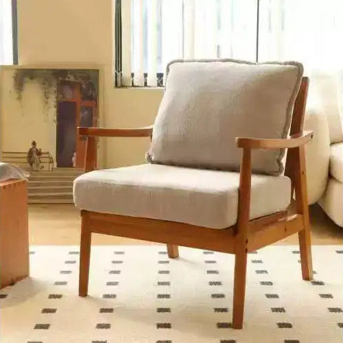 Modern Accent Chair with Solid Wood Frame and Plush Fabric Cushion, Versatile Seating for Living Room, Bedroom
