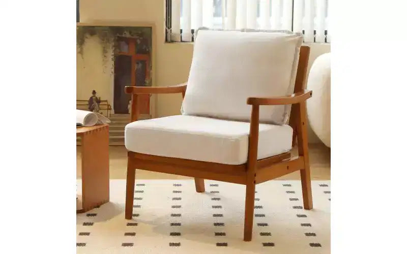 Fabric & Solid Wood Accent Chair