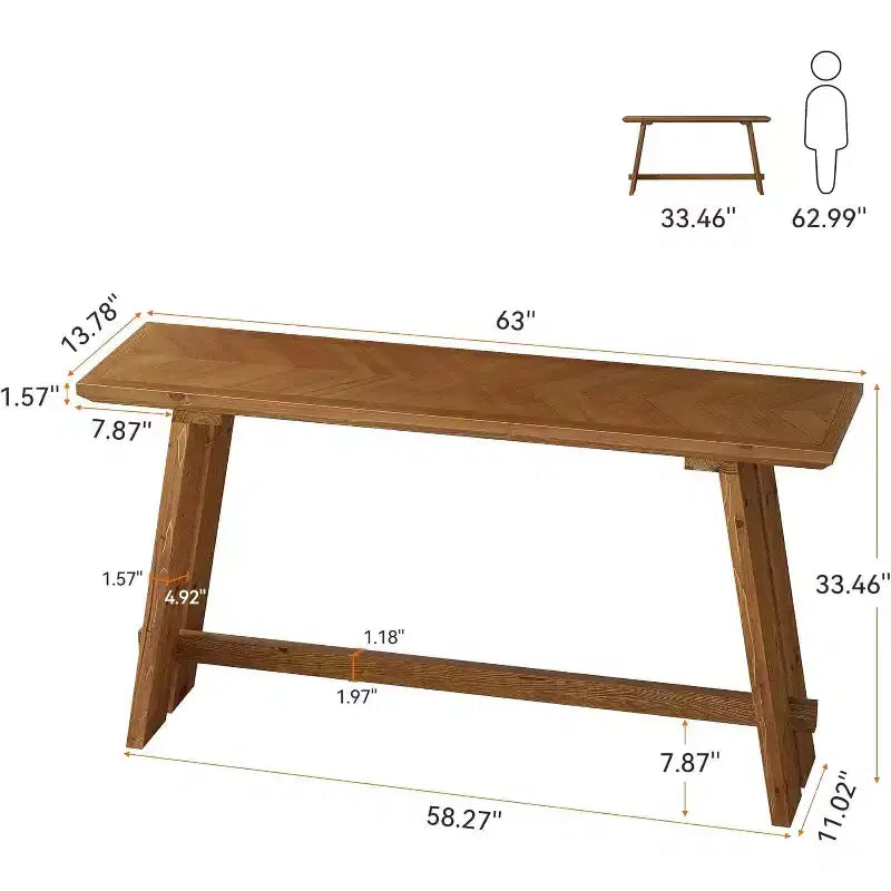Solid Wood Console Table 63"