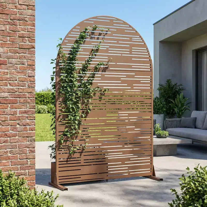 Metal Arched Outdoor Privacy Screen 72"H x 47"W