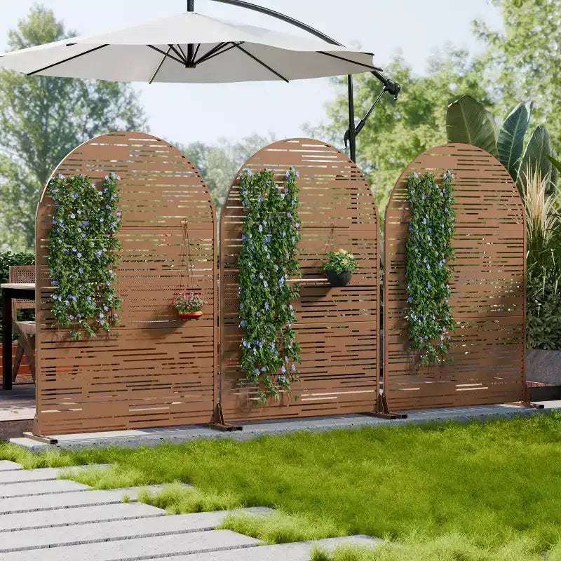 Metal Arched Outdoor Privacy Screen 72"H x 47"W