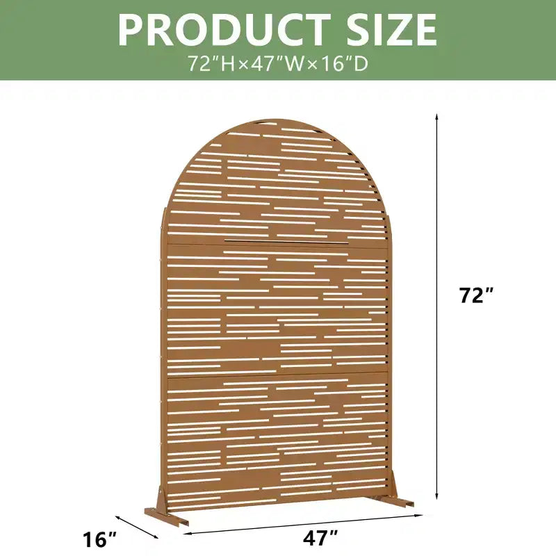 Metal Arched Outdoor Privacy Screen 72"H x 47"W