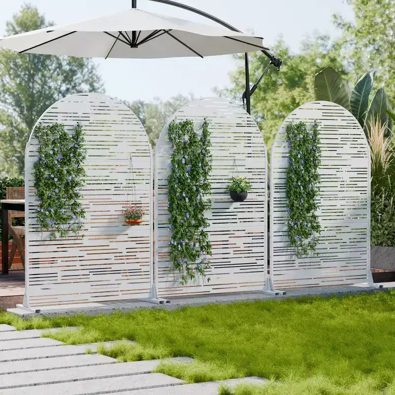 Metal Arched Outdoor Privacy Screen 72"H x 47"W