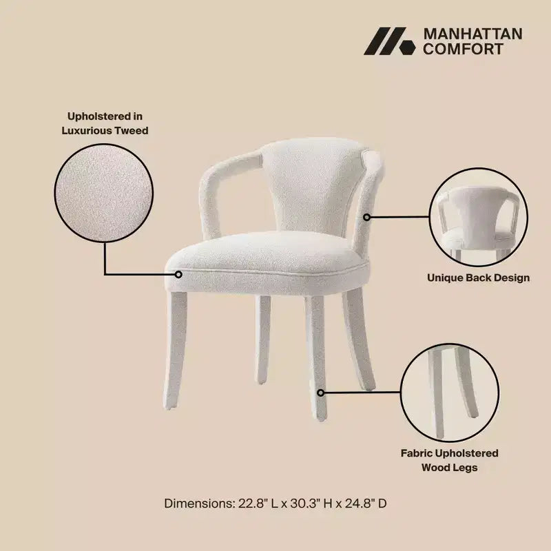 Tweed Upholstered Dining Armchair