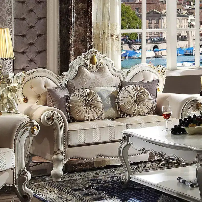 Fabric Upholstered Sofa Antique Pearl