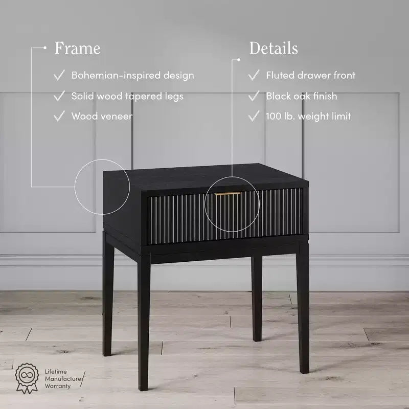 Wood Fluted Nightstand
