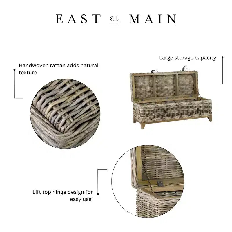 Hand-Woven Rattan Coffee Table with Storage
