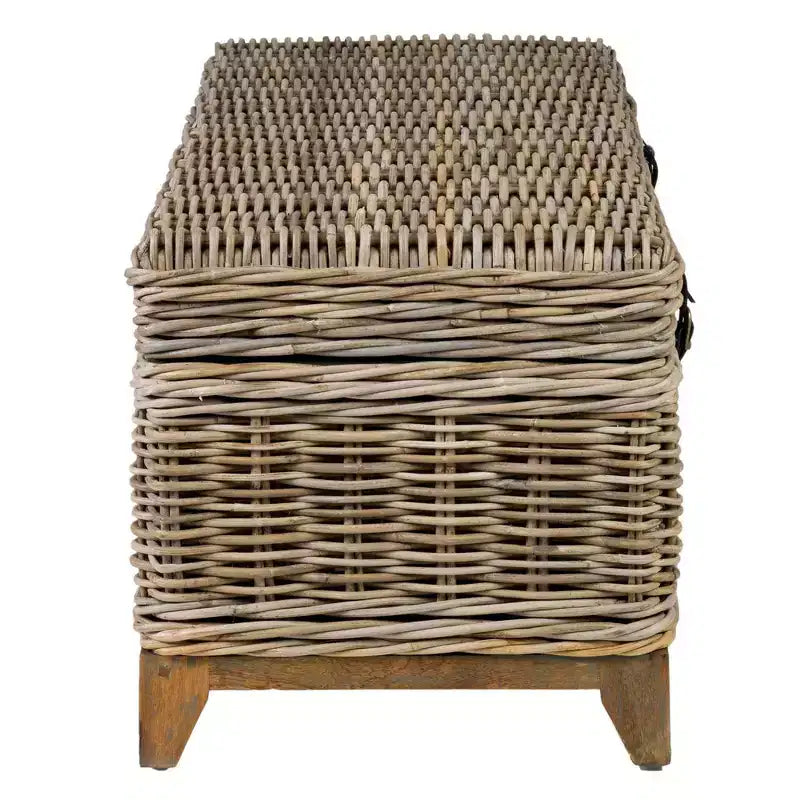 Hand-Woven Rattan Coffee Table with Storage