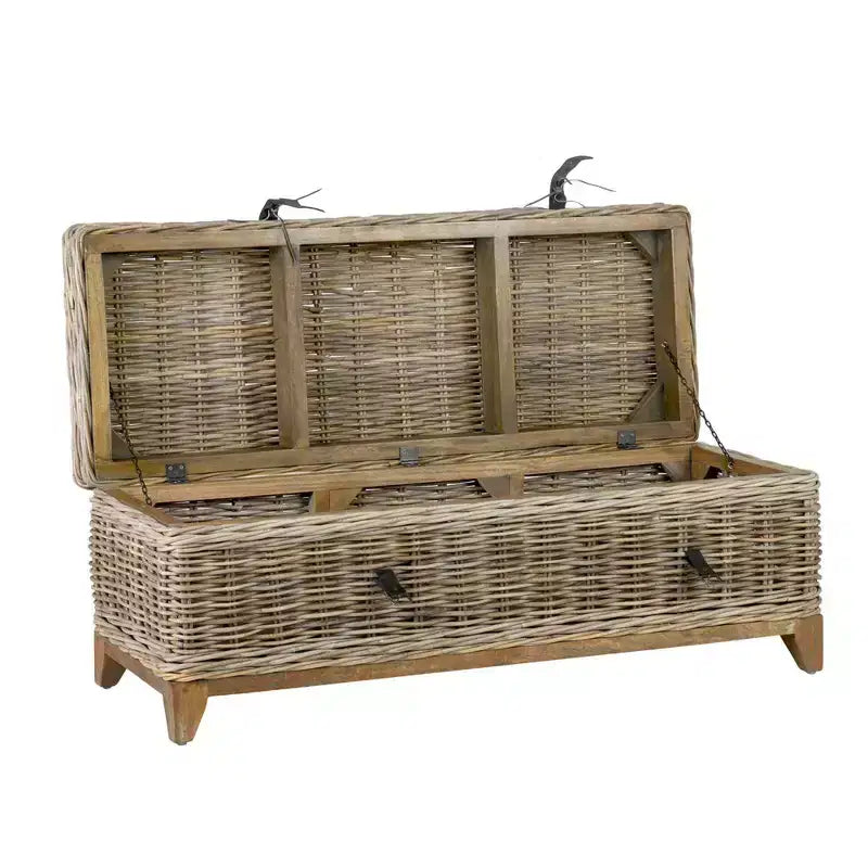 Hand-Woven Rattan Coffee Table with Storage