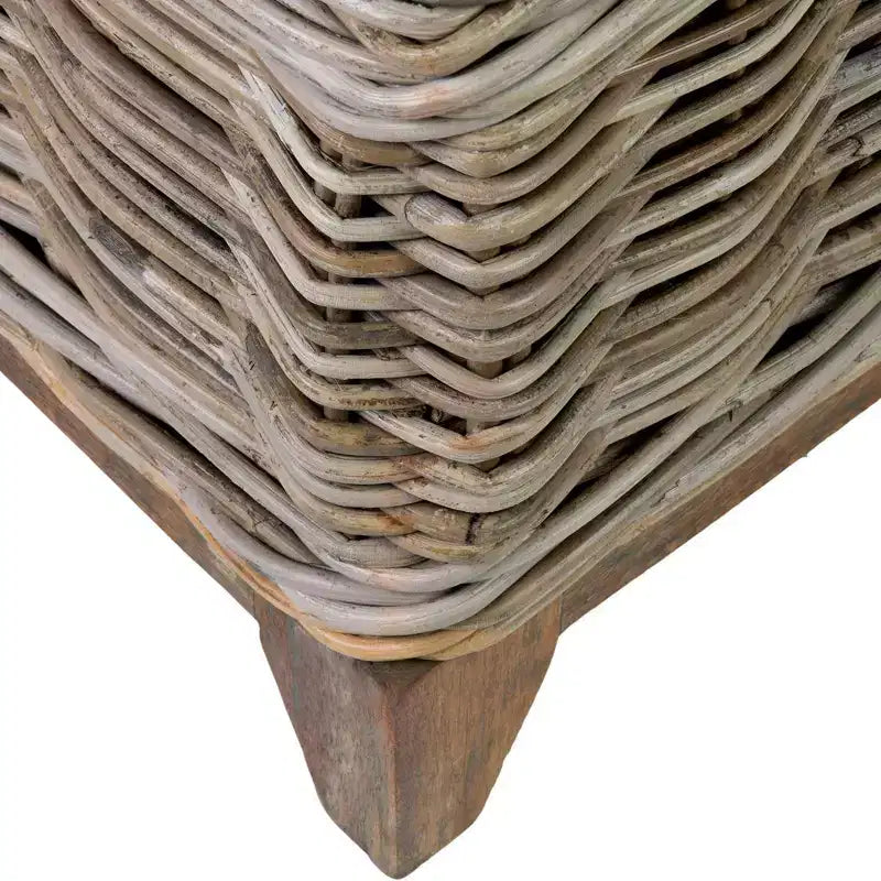 Hand-Woven Rattan Coffee Table with Storage