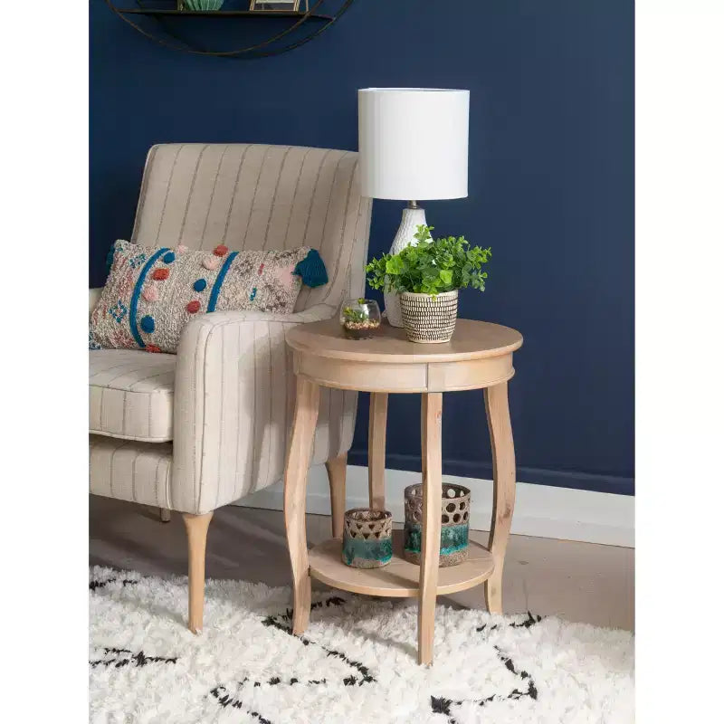 Wood Round Side Table