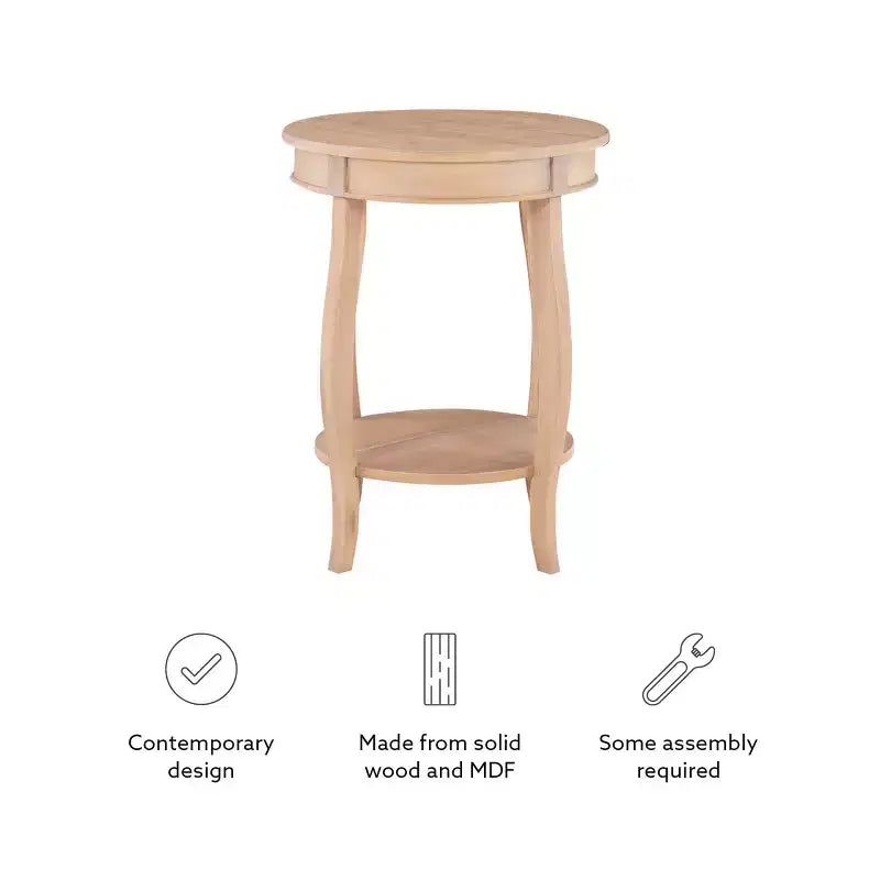 Wood Round Side Table