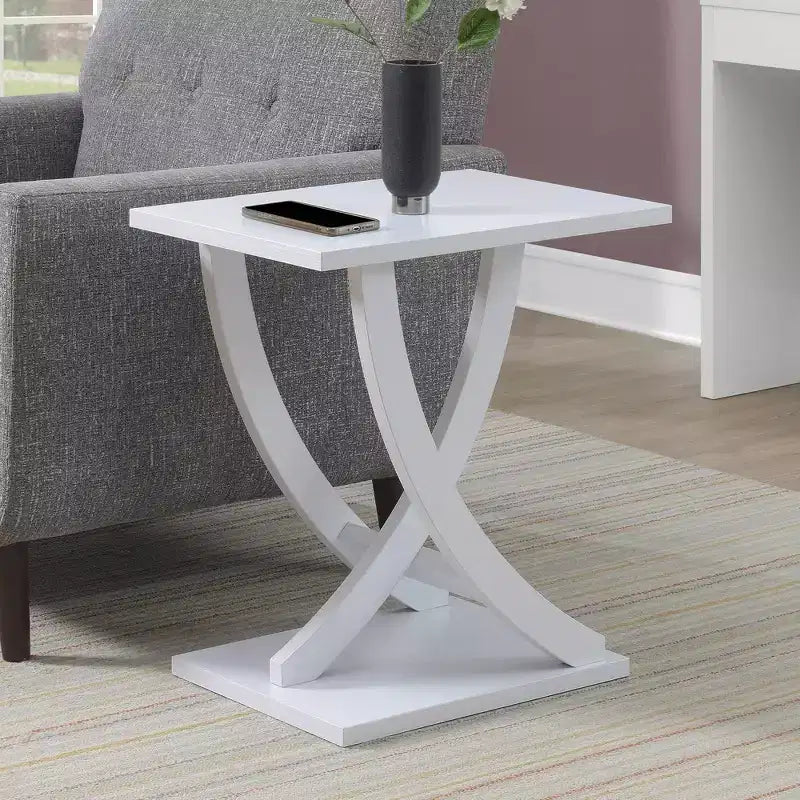 Wood Criss-Cross Chairside End Table