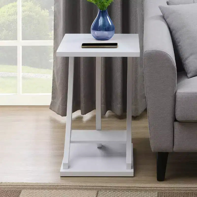 Wood Criss-Cross Chairside End Table