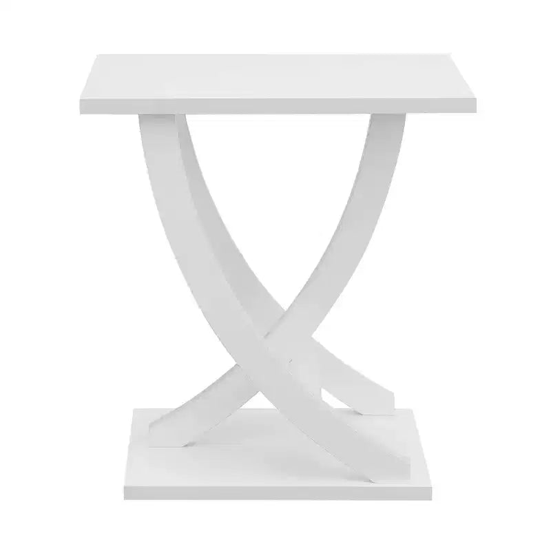 Wood Criss-Cross Chairside End Table