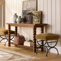 Wood Console Table with Braided Legs 60"