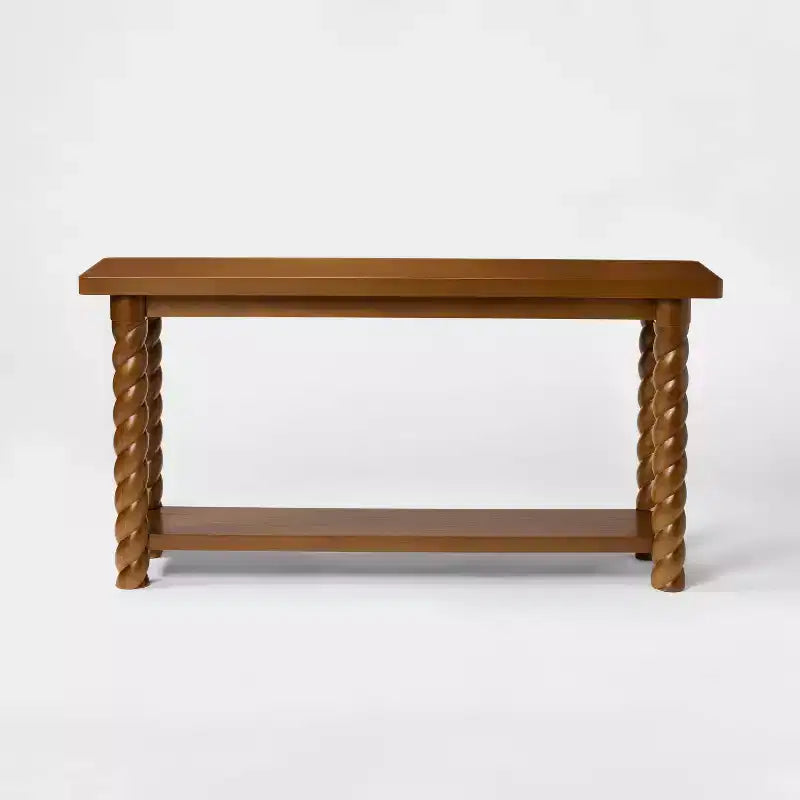 Wood Console Table with Braided Legs 60"