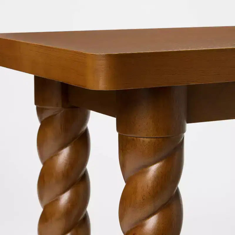 Wood Console Table with Braided Legs 60"