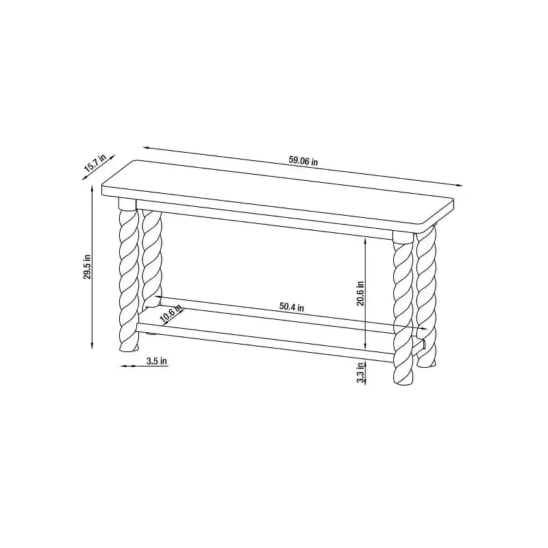 Wood Console Table with Braided Legs 60"