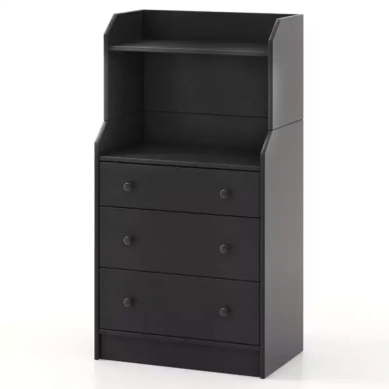 Wood 3-Drawer Dresser 44" with 2 Open Shelves