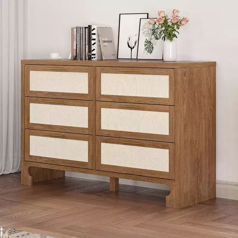 Wood 6-Drawer Dresser 47.2"W