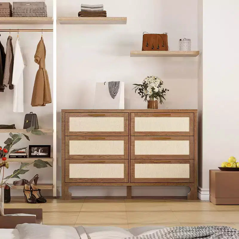 Wood 6-Drawer Dresser 47.2"W