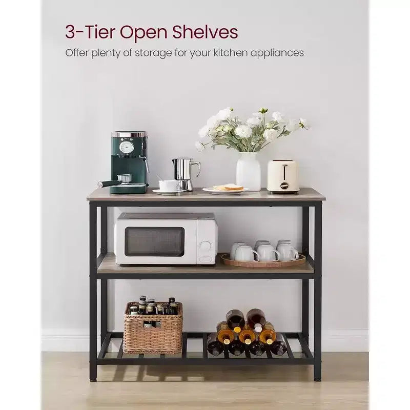 Wood & Metal 3-Tier Kitchen Island 39.4"