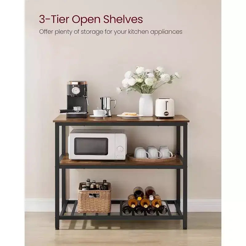 Wood & Metal 3-Tier Kitchen Island 39.4"