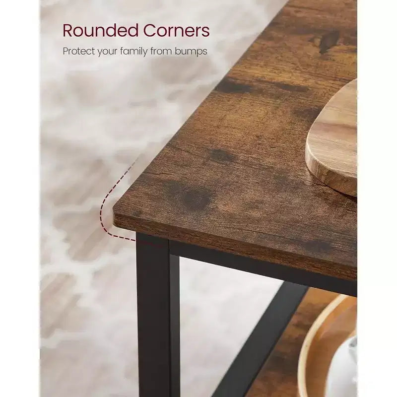Wood & Metal 3-Tier Kitchen Island 39.4"