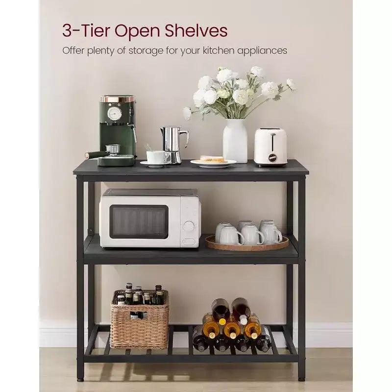 Wood & Metal 3-Tier Kitchen Island 39.4"