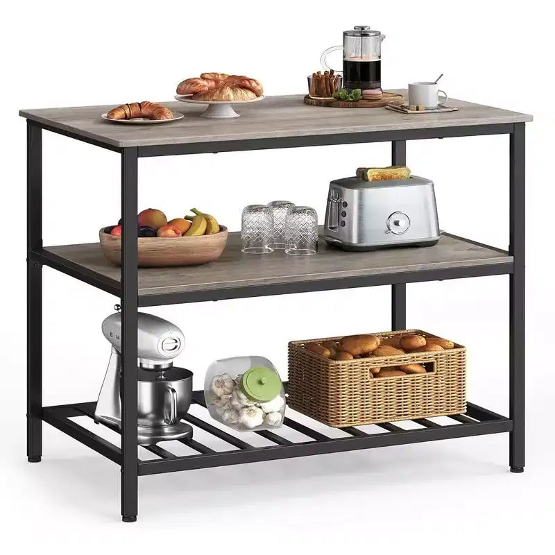 Wood & Metal 3-Tier Kitchen Island 39.4"