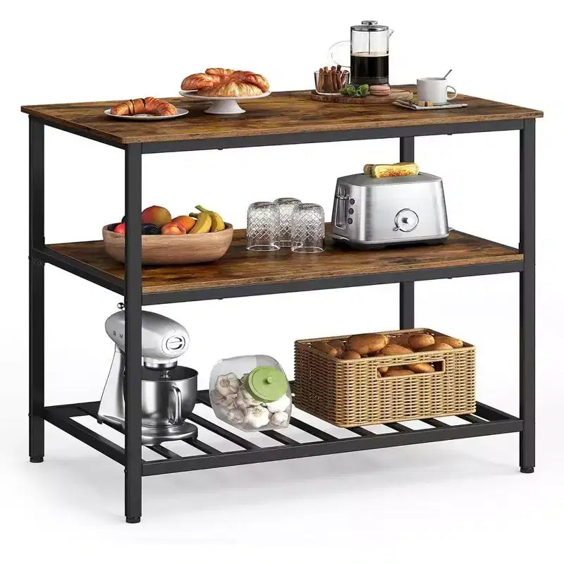 Wood & Metal 3-Tier Kitchen Island 39.4"