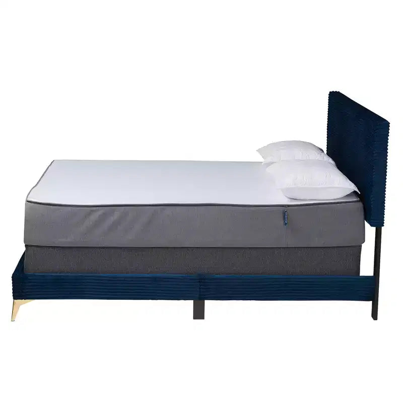 Velvet Upholstered Queen Panel Bed