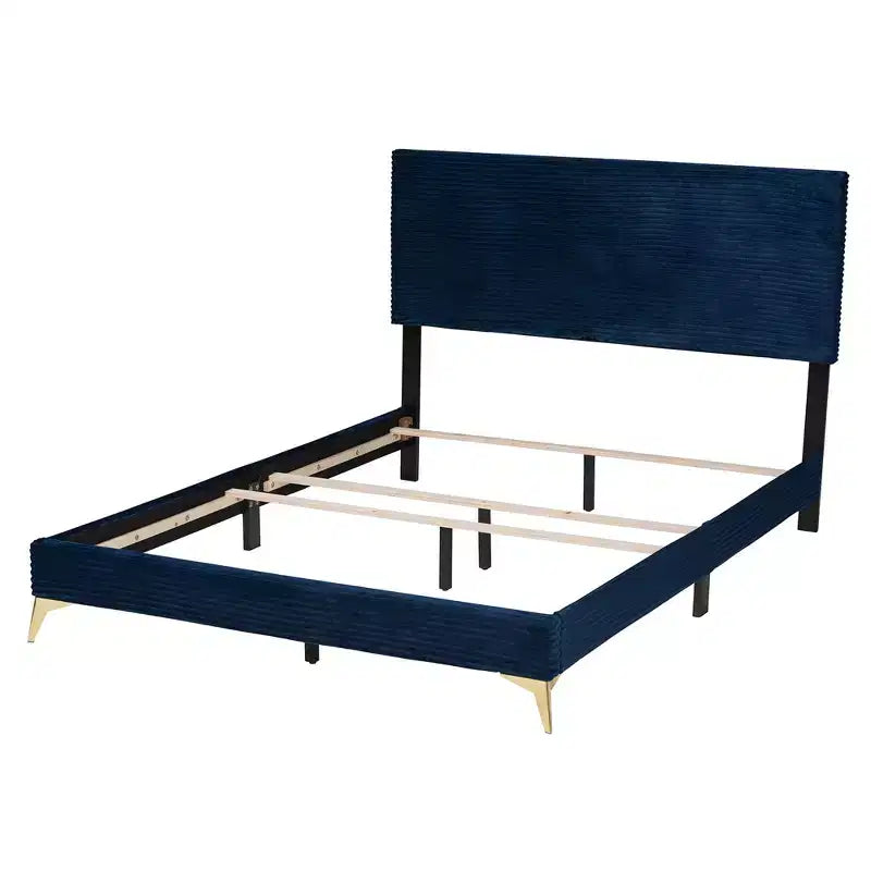 Velvet Upholstered Queen Panel Bed