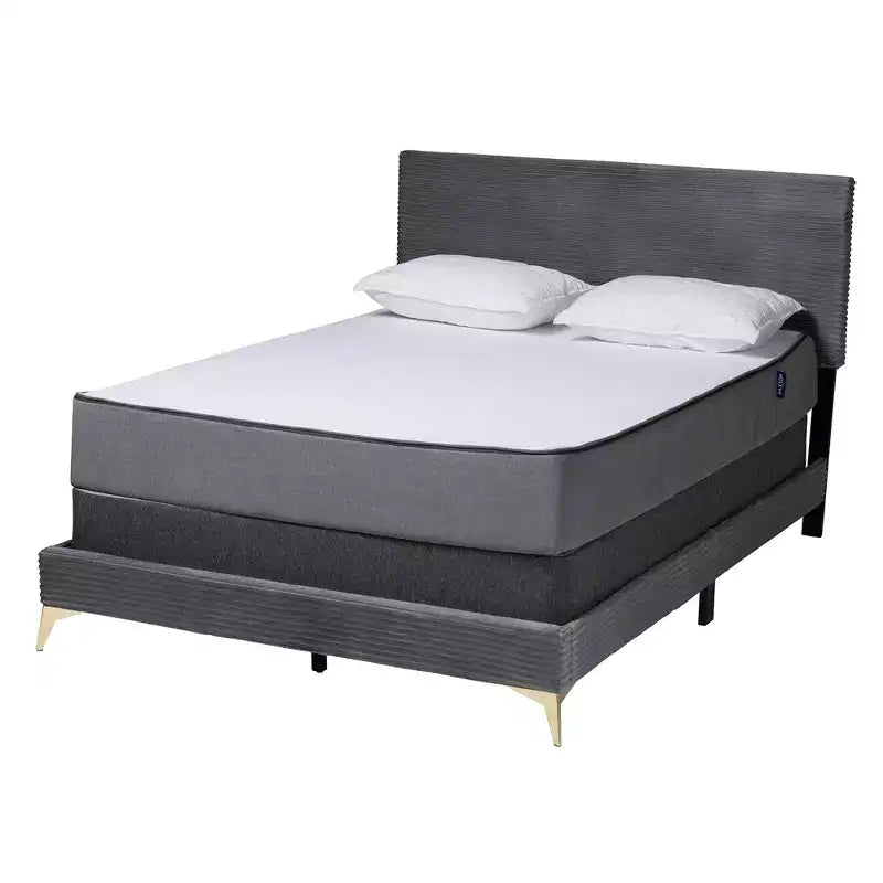 Velvet Upholstered Queen Panel Bed